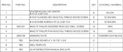 4010525 - Swim Spa Bar Table Hardware Kit